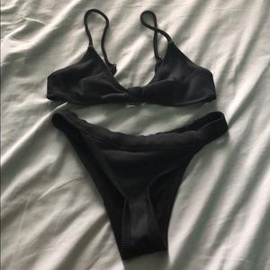 White Fox Boutique black ribbed bikini set